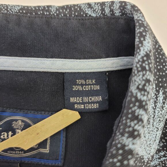 Nat Nast Shirt Mens Large Blue Palm Leaf Pattern Silk Cotton Button Up Resort - Picture 12 of 14